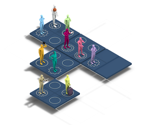 Figures doing various activities
